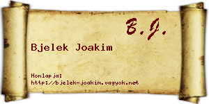 Bjelek Joakim névjegykártya